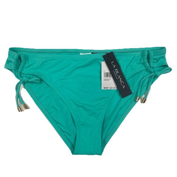 La Blanca Women's Size 14 Seafoam Island Goddess Side Tie Hipster Bikini Swim - Picture 2 of 6